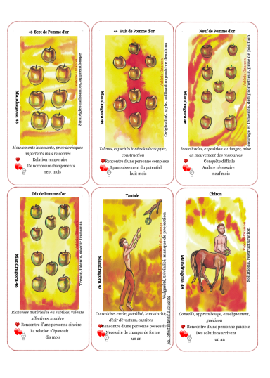 cartes 43 à 48 du Tarot Mandragora